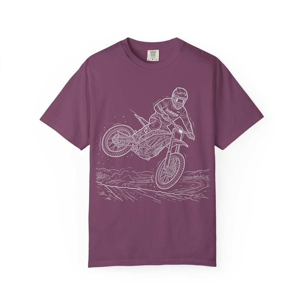 Surron Dirt Jump Rider Illustration T-Shirt | Dirt Bike Jump Tee