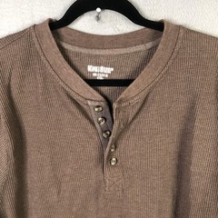 KingSize Thermal Waffle Henley Shirt Mens Big 2X Brown Long Sleeve Casual