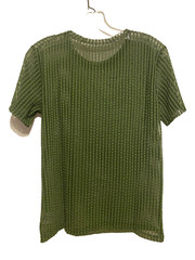 JOGAL Men’s Striped Sheer Fitted Short Sleeve Muscle Shirt Top Green Small NWOT