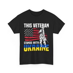 This Veteran Stands With Ukraine Shirt, USA Flag Ukrainian Flag Vintage Shirt