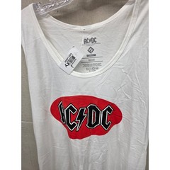 AC/DC Mens Graphic Tank Top White Red Logo Racerback Cotton Size Large NWT