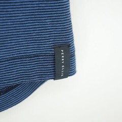 Perry Ellis Men’s Short-Sleeve Shirt XL Blue Black Striped Pocket NWT