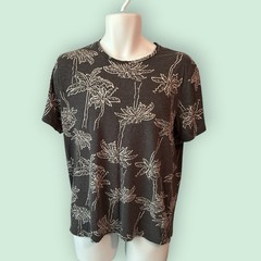 Old Navy Men Short Sleeve Soft Washed T Shirt Palm Gray Size Large Pre Owned