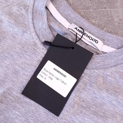 Annie hood Logo T-Shirt Womens S Oversized Grey Crew Neck 100% Cotton Tee
