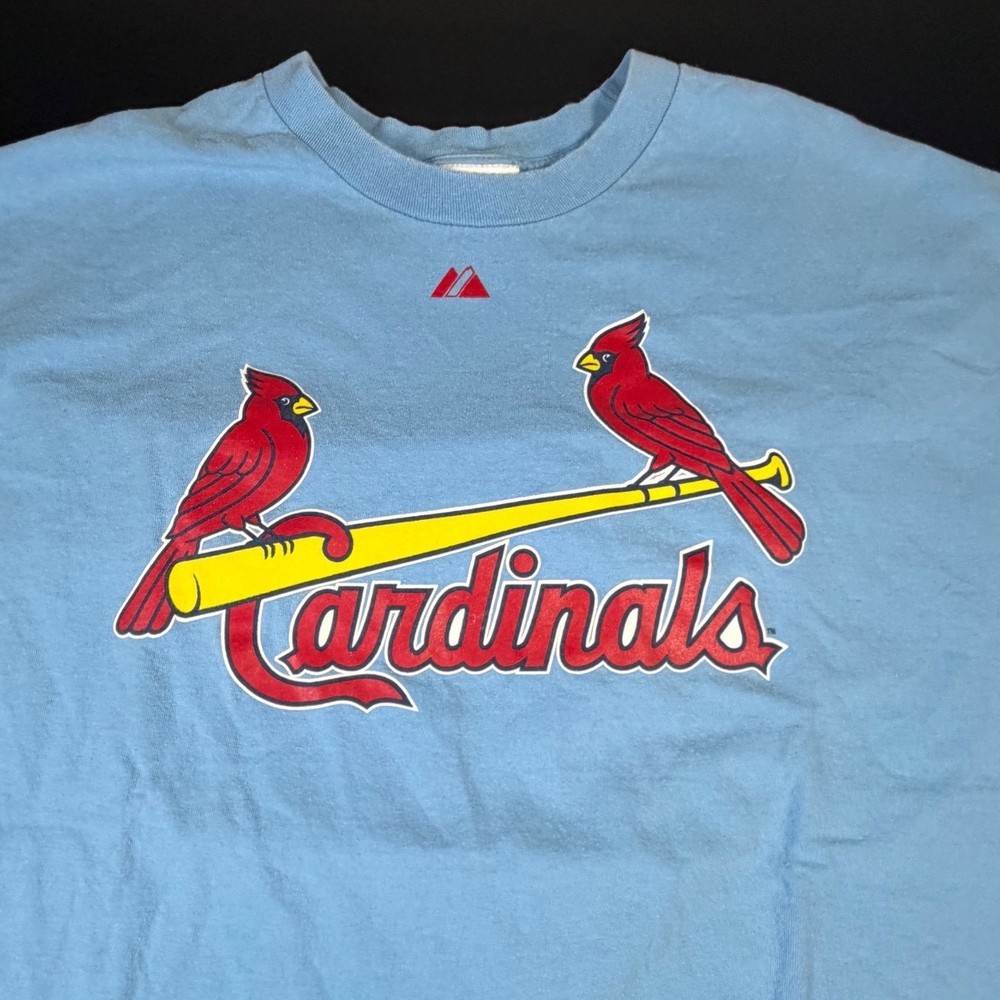 Majestic St Louis Cardinals Albert Pujols 5 MLB T-Shirt Light Blue Mens XL K3