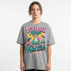 Pitbull Moms Yoga Club Geometric Retro Pink Lover T-Shirt Namaste Puppy Tee