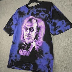 Beetlejuice Tie Dye Shirt Mens 2XL XXL Blue Distressed Classic Movie Retro NWT
