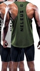 NELEUS ‘Dry Fit Logo Muscle’ Mesh Tank Top Mens S Gym Workout Exercise Olive NEW