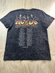 AC/DC Highway To Hell Shirt Mens Size L Black Acid Mineral Wash Flame Graphic Te