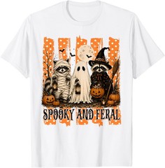 Halloween Spooky and Feral Raccoon Mummy Men Women Kid T-Shirt