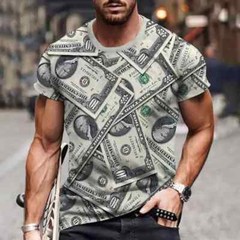 Men`s Dollar T Shirt Short Sleeves Bill Dollar Money Clothing Tops Funny Tshirts