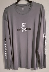 A4 STMC Pig Out BBQ Long Sleeve Shirt Gray Performance Graphic Tee Adult