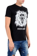 Roberto Cavalli Men’s Black Graphic Lion Crewneck T-Shirt Size S M L XL 2XL
