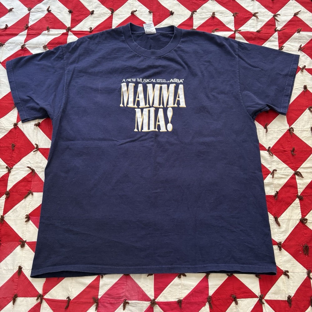 Vintage Mamma Mia Musical T Shirt Mens XL Navy Blue ABBA Broadway