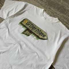 Vintage Australia Slogan T-Shirt White Graphic Print Tourism Single Stitch XL