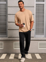 Mens Casual T-Shirts Short Sleeve Lightweight Oversized Summer Cotton Tee Beach
