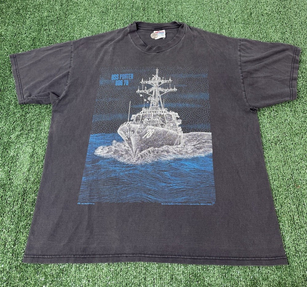 Vintage 90s “Blackbird USS Porter DDG 78 Freedoms Champion Warcraft T Shirt XL