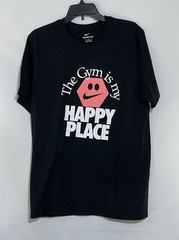 Nike black pink the Gym is my Happy Place training weight lifting t shirt M