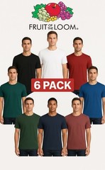 Fruit of the Loom Men’s 6 PK Iconic T-Shirts – Assorted Colors Size S to 4XL