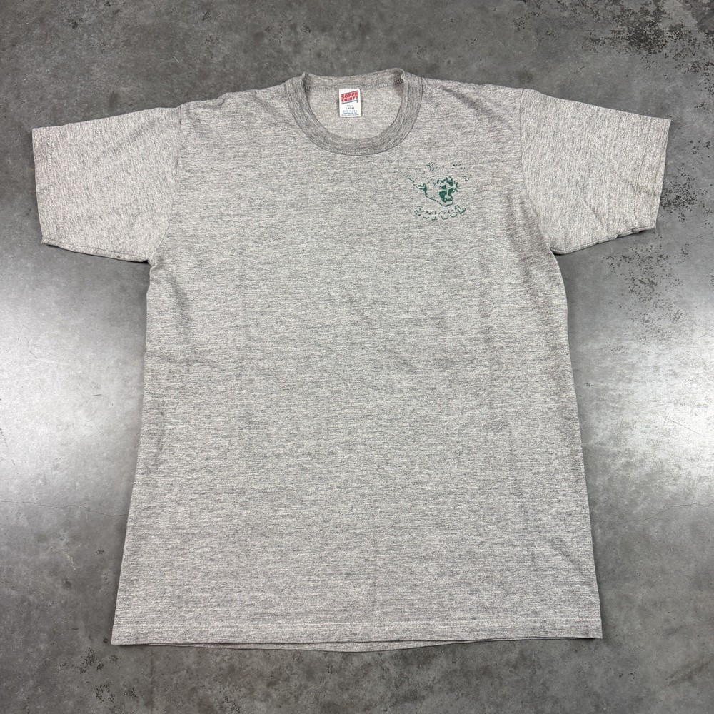 Vintage School T Shirt Mens Large Gray Faded Single 90s USA Preowned
