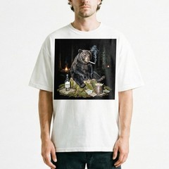 Funny Bear Smoking T-Shirt Bad Habits Forest Wildlife Meme Graphic Tee