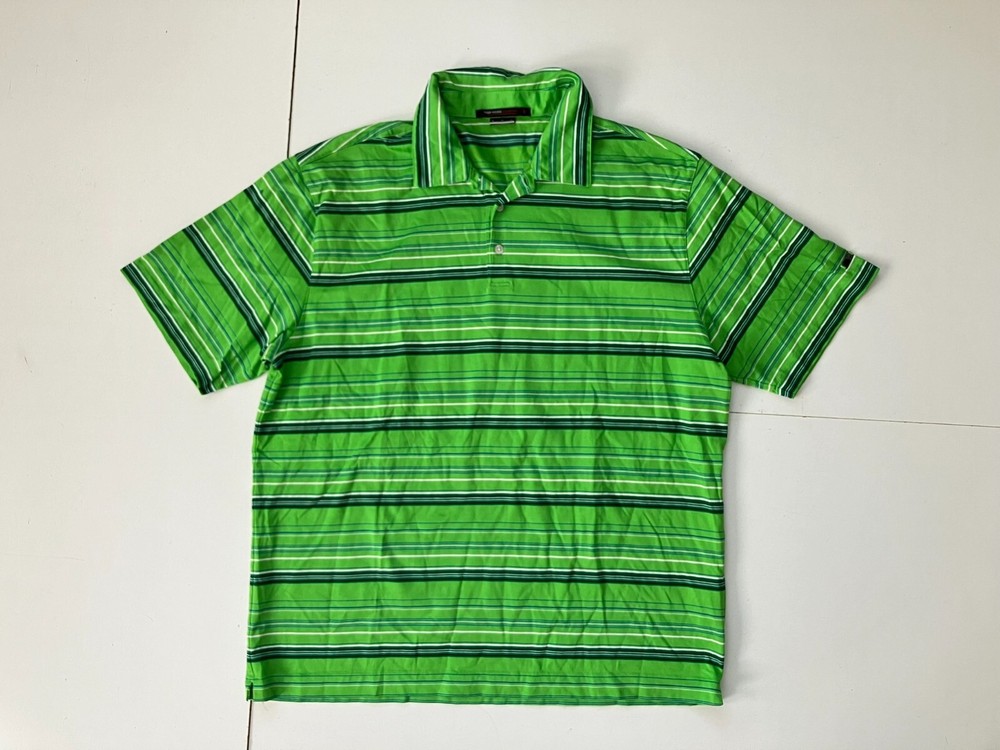 NIKE x TIGER WOODS COLLECTION Lime Green GOLF COURSE POLO Summer Gym Shirt Men L