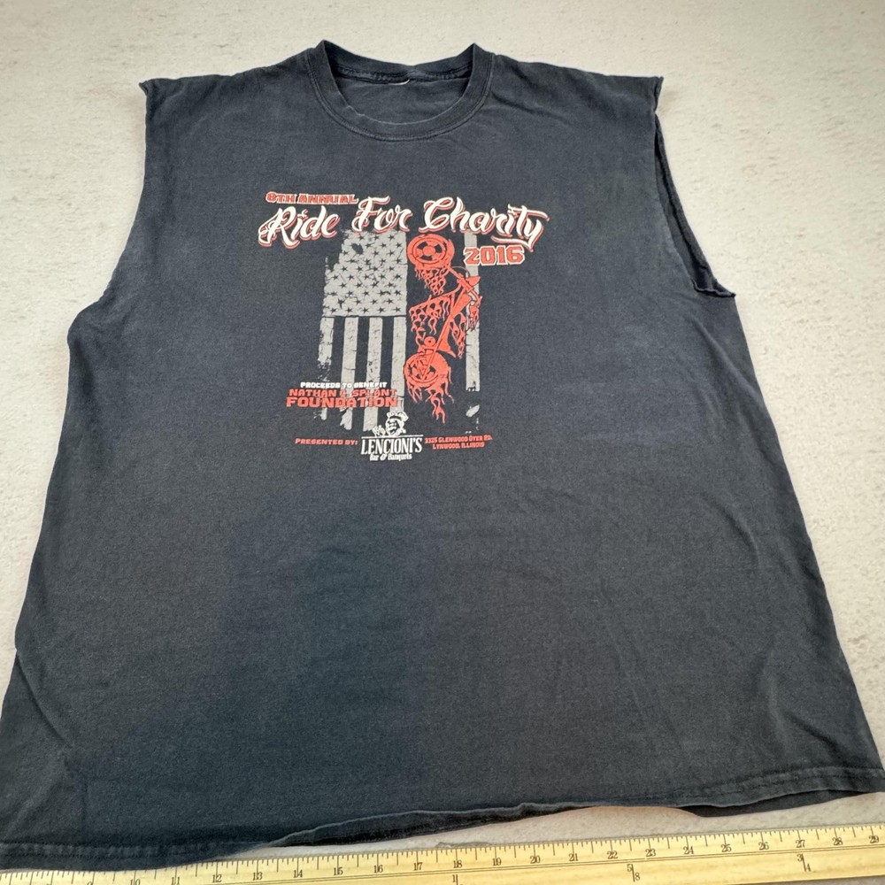 Ride For Charity Shirt Mens 2XL Black Sleeveless 2016 Nathan C Splant Foundation