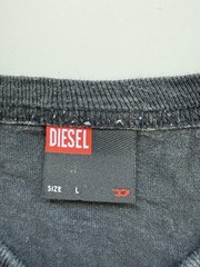 Diesel T Shirt Mens Large Black V Neck Cotton Logo Tee Y2K Casual