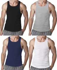 6 Pack Men Big and Tall Rib Ribbed Tank Top Underwear A-shirts