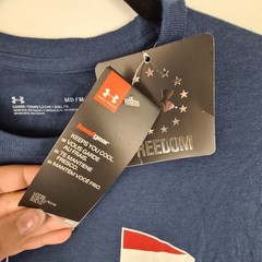 Under Armour Shirt Men’s Navy Blue UA Freedom Flag Big Logo USA sz Medium NWT
