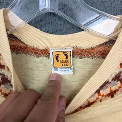 70s Hang Ten T-Shirt Mens Medium Multicolor Striped Surf Skate Embroidered Feet