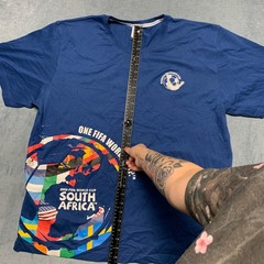 FIFA World Cup T Shirt Mens 2XL Blue South Africa 2010 Graphic Cotton Soccer Tee