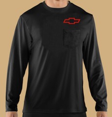 Long Sleeve Pocket T-Shirt, Cars, Trucks, Motor Sports, Bowtie,100%Cotton Black