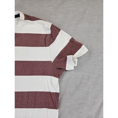 Hollister Mens Must-Have Collection Striped T-Shirt Burgundy White Medium