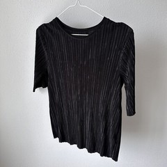 Japan Unbranded Issey Pleats Please Style Vintage Black Pleated T Shirt