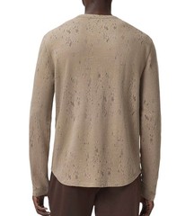 John Varvatos Collection Men’s Vera Distressed Jacquard Textured Crew Tee Haze