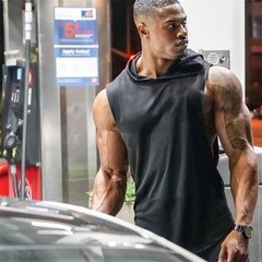 Men’s Muscle Hoodies Sleeveless Tank Tops Gym Fitness Running Sport Vest T-Shirt