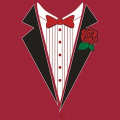 Tuxedo with Rose – Classy Formal Funny Party Bowtie T Shirt