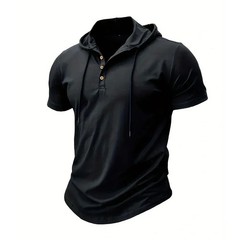 Men’s T Shirt Summer Slim Fitness Hooded Short-Sleeved Tees Male Lightweight