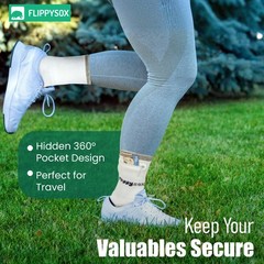 Zipper Sock Wallet – Cotton & Polyester Zipper Socks with Pockets – Fits shoe…