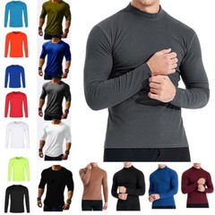 Mens Casual Soild Color Pullover Tops Undershirts Long Sleeve Sweatshirts