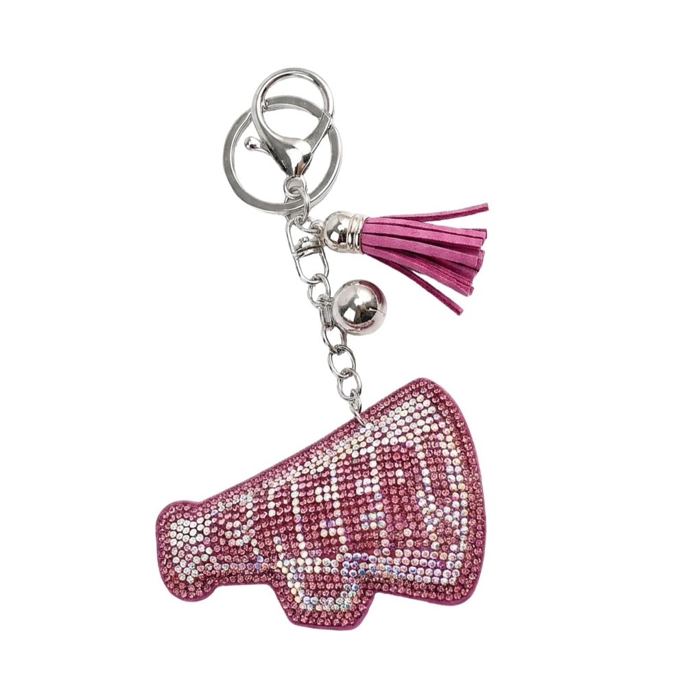 Sparkly Rhinestone Cheer Megaphone Keychain,Bling Cheerleading Key Ring with …