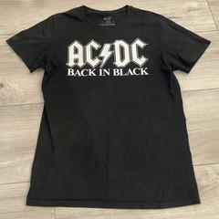 AC/DC Back In Black Shirt Mens Medium Black Band Tee Rock Graphic 100% Cotton