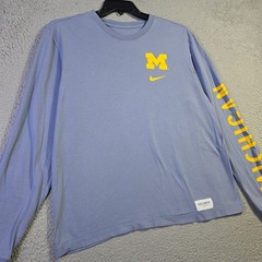 Nike Michigan Wolverines Mens Large Blue U of M College Champion Long Sleeve