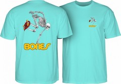 Powell Peralta BONES SKATEBOARDING SKELETON Skateboard T Shirt CELADON
