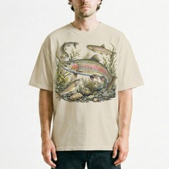 Vintage Rainbow Trout Fishing Fly Fisher Outdoor T-Shirt Nature Lover Tee