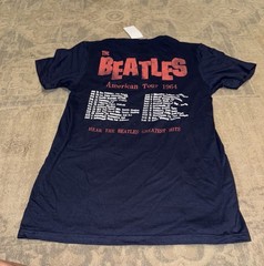New The Beatles Invasion American Flag Background – Blue Shirt Sz Small Mens