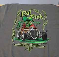 Mens Ed Big Daddy Roth Rat Fink Pinstripe Hot Rod Gray Cotton T-Shirt M-3XL RFG2