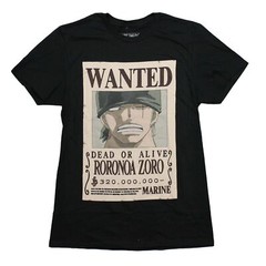 One Piece New Adult T-Shirt – WANTED Dead or Alive Roronoa Zoro Poster