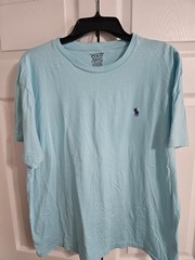 Ralph Lauren Mens Turquoise Cotton Tee Purple Pony Logo Size L